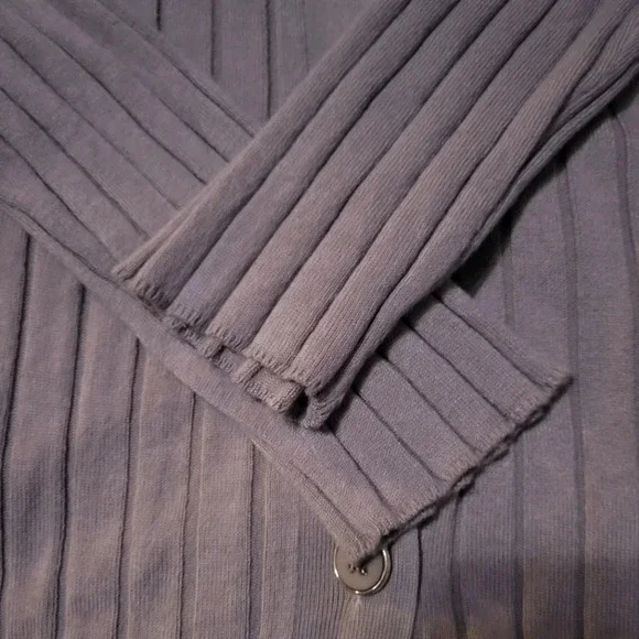 Liz Claiborne Long Sleeve Button Front Collared Tunic Sweater, Beige, EUC! - Picture 7 of 9